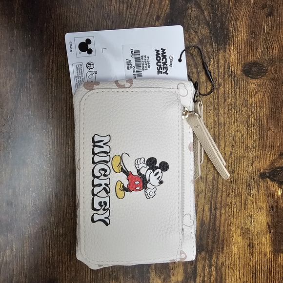 Disney Handbags - Disney Mickey Mouse Cream Wallet with Gold Zipper